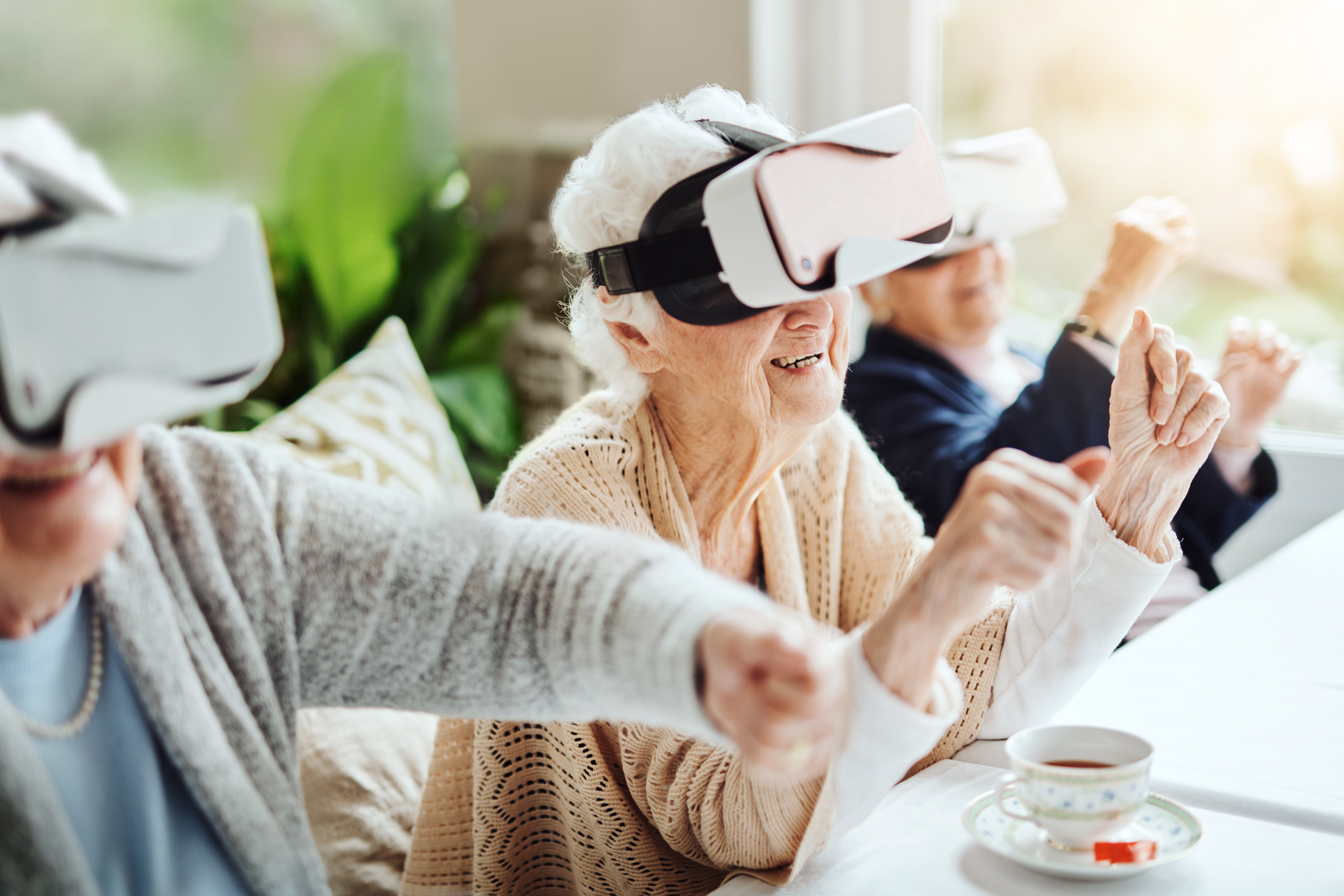 Personer på ålderdomshem med VR-utrusning